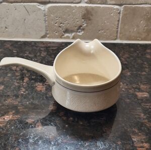 Vintage LENOX Temper-Ware Silhouette Gravy Boat With Side Spout Blue Stripe